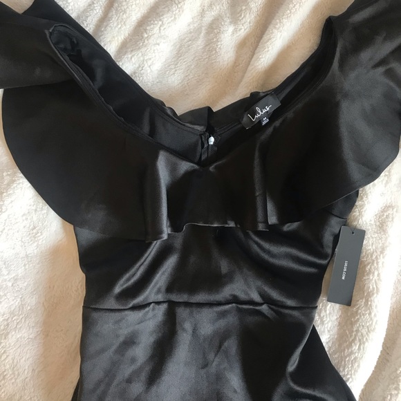 Beautiful Black Satin Mini Dress - Picture 2 of 8